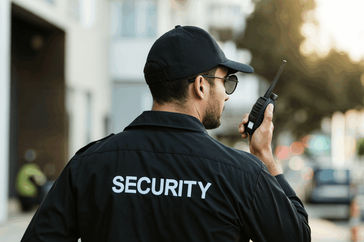 Denver security guard on duty, illustrating professionalism and reliability when evaluating security companies.