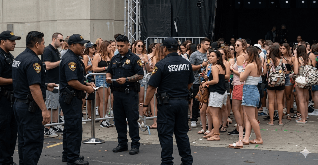 Denver event security guards providing crowd control at an outdoor festival