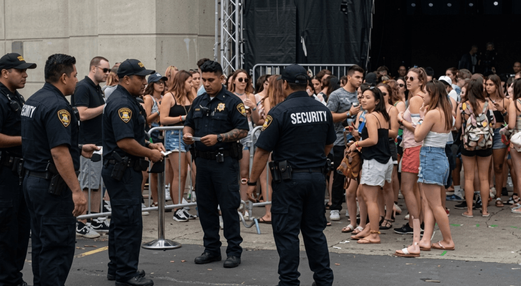 Denver event security guards providing crowd control at an outdoor festival