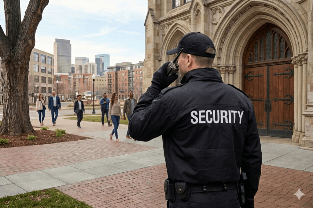 Armed and unarmed security guards in Denver protecting a commercial property