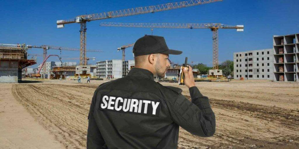 Construction security in Denver protecting a jobsite entrance