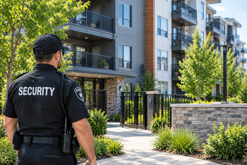 Security guard providing apartment security in Denver at a multifamily residential property