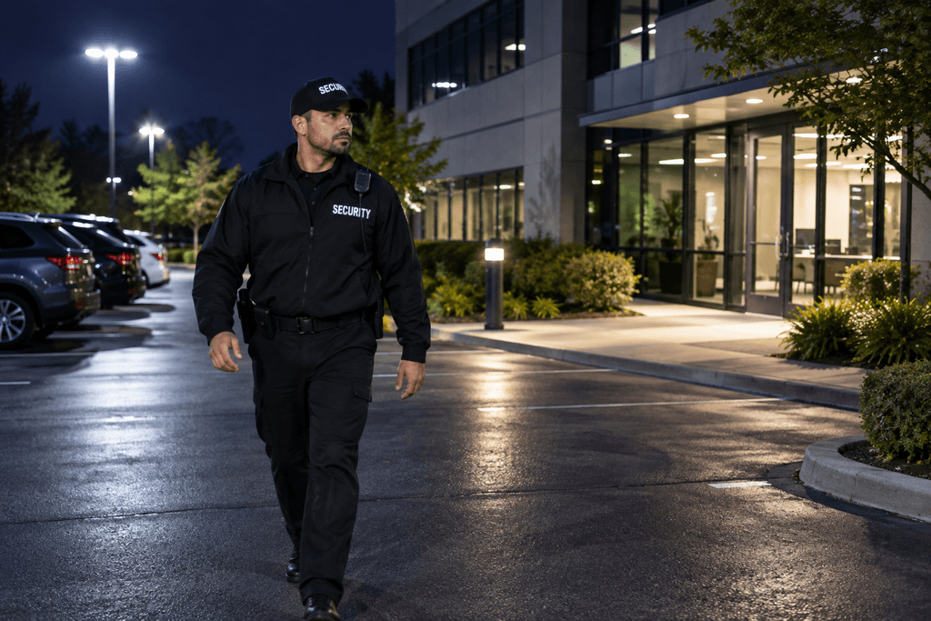 Unarmed security guard in Denver corporate office